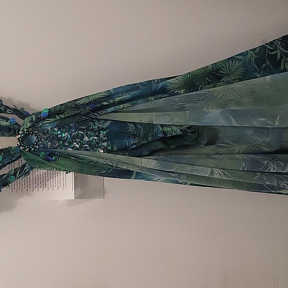 J LO MAXI GREEN MAXI DRESS REPLICA - Picture 3 of 8